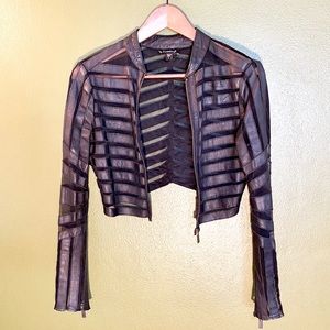 Chevron Leather & Mesh Jacket